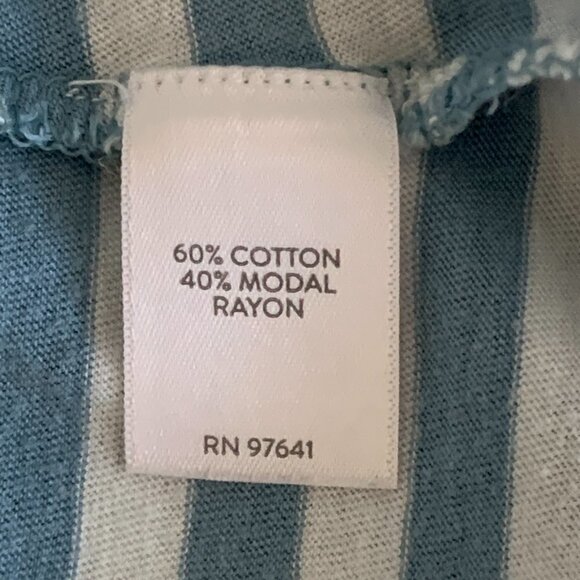 J. Jill Striped 3/4 Flounce Bell Sleeve Tee Top Sz M Blue & White #132G - Picture 6 of 7